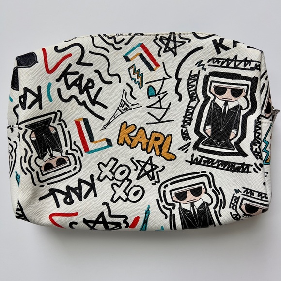 Karl Lagerfeld Black and White Graphic Pouch - Picture 2 of 4